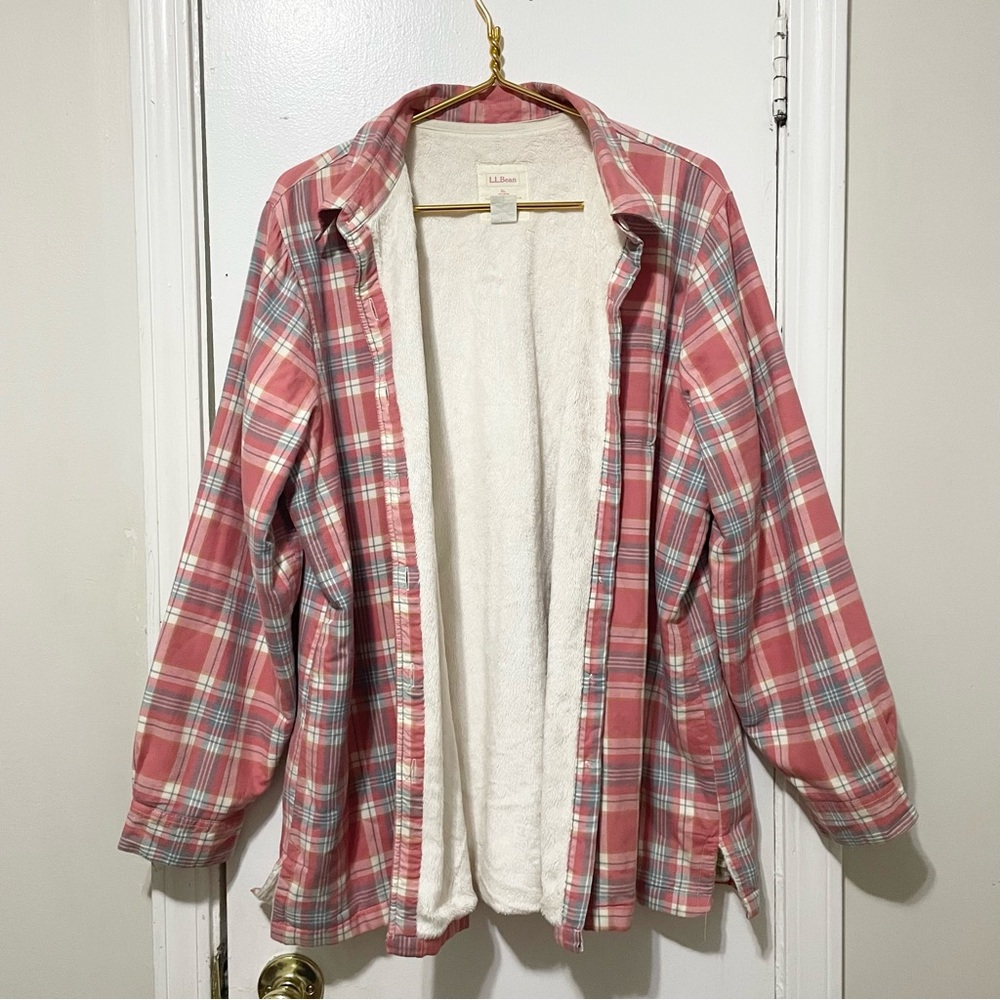 LL Bean XL Minky Fleece Lined Flannel Shirt